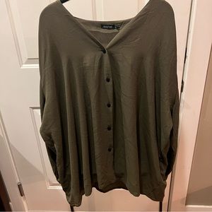BooHoo dark green flowing blouse